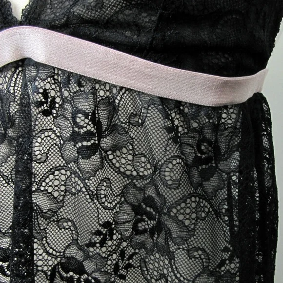 Gilligan Black Lace with Pink Trim Teddy Cami M - Picture 6 of 8